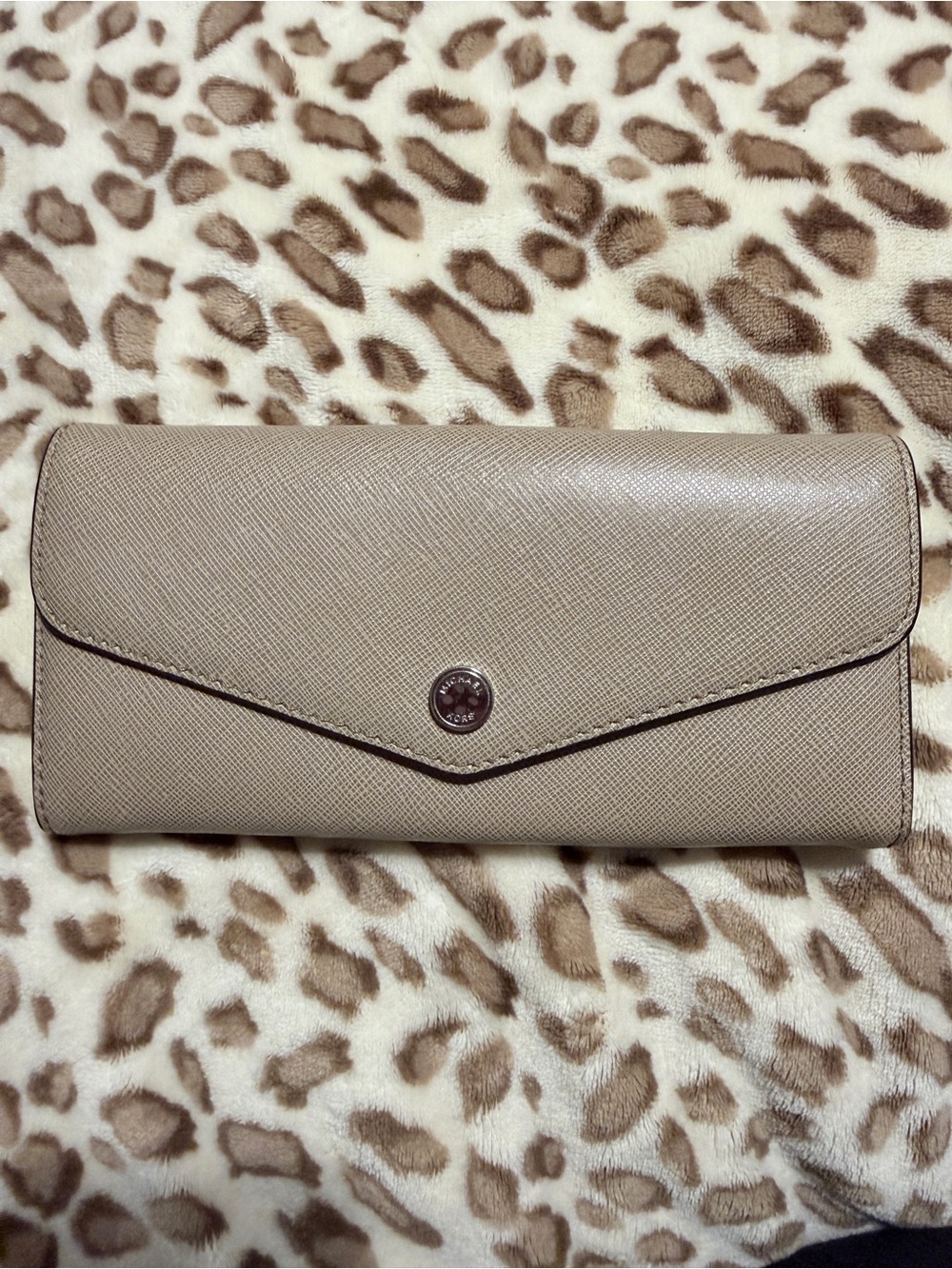 Michael Kors Taupe Saffiano Leather Envelope Wallet - Women's Wallet